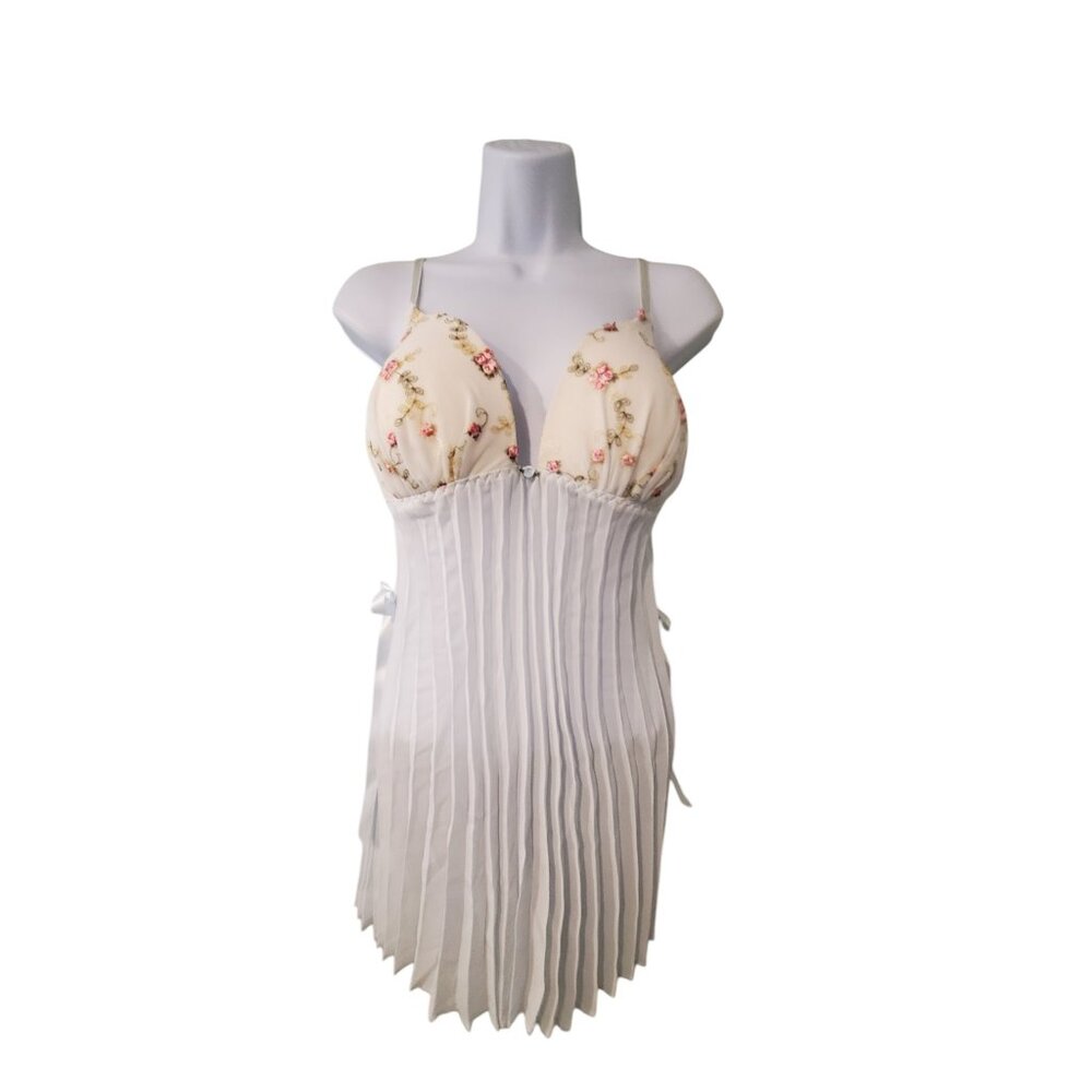 Dentelle nwt lingerie top womens XL Coquette pleated ribbon embroidered babydoll
